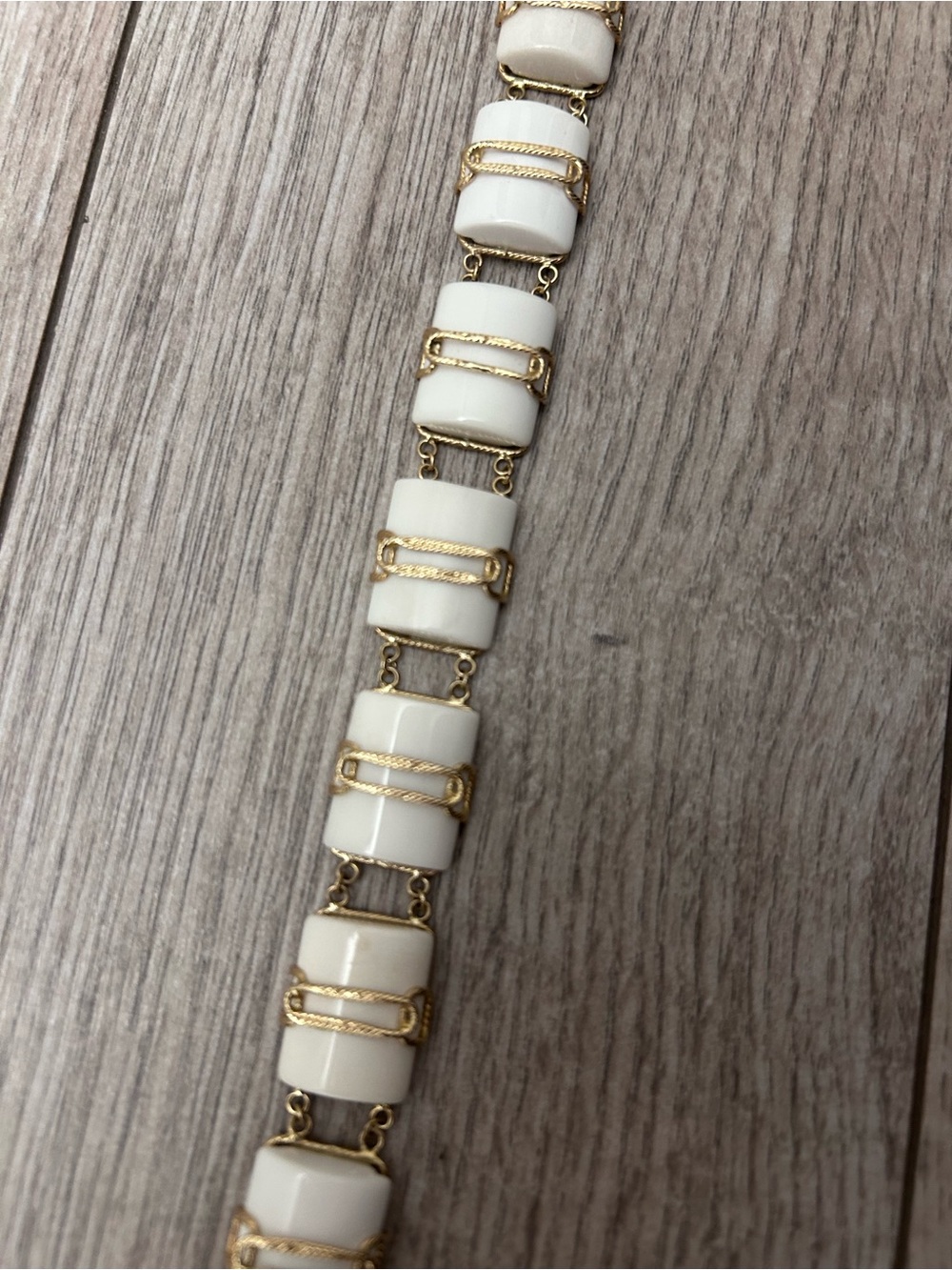 Milor 14kt Italy White and Gold Link Tile Bracelet Marble Style Link Gold Chain - Picture 3 of 9
